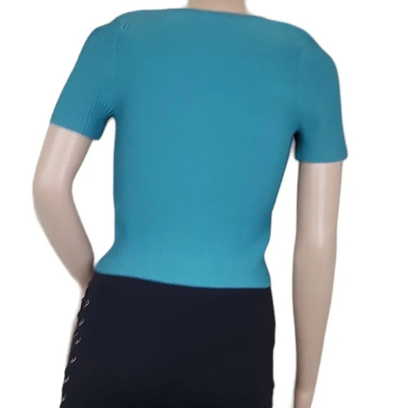 Madewell Ottoman Crop Sweater Tee Turquoise Small - Picture 3 of 4